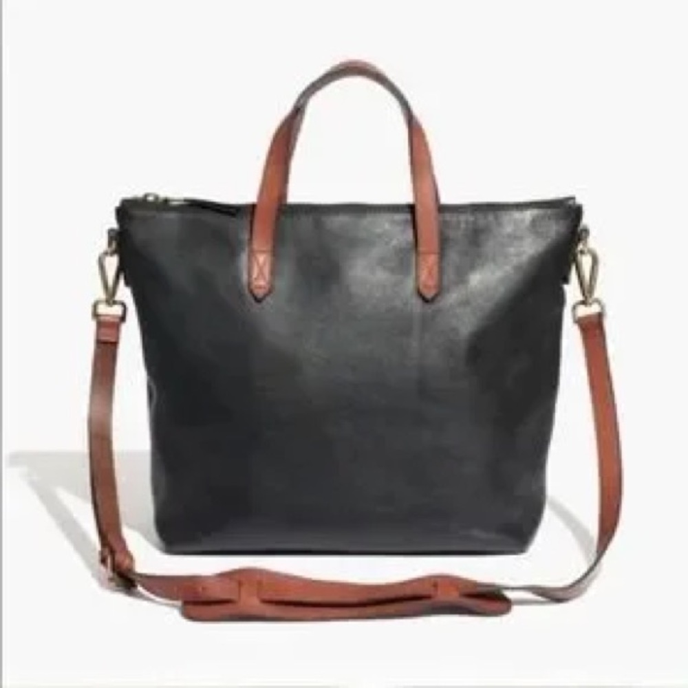 Madewell The Transport Satchel Leather Bag ZipTop Black